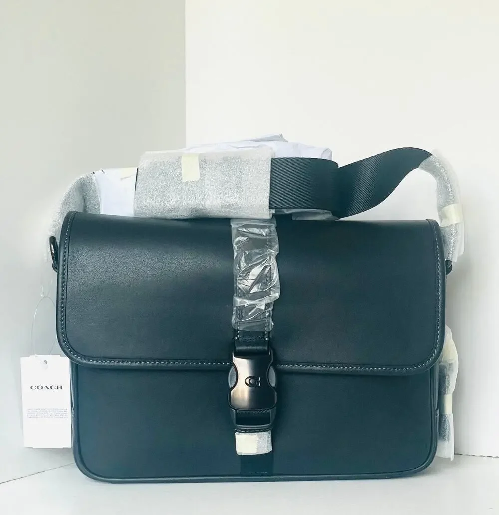 Coach League Messenger Bag CU042 Black Leather Crossbody Commuter
